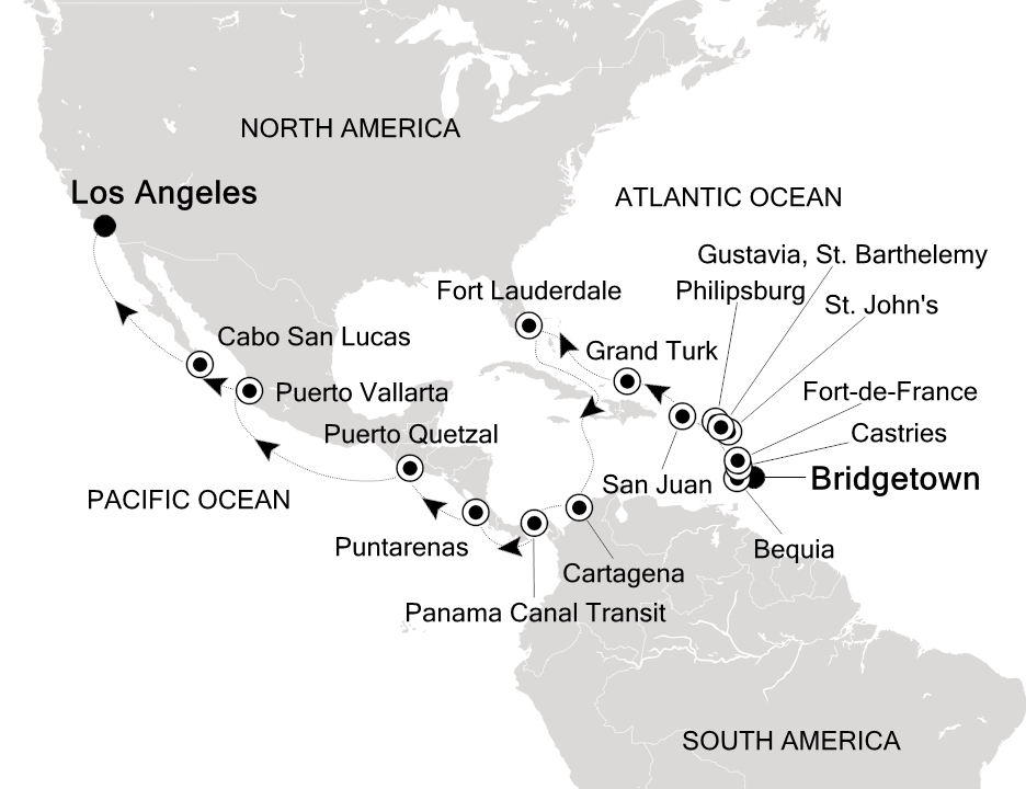 Visiting: Bridgetown, Bequia, Castries (St. Lucia), Fort-de-France,...