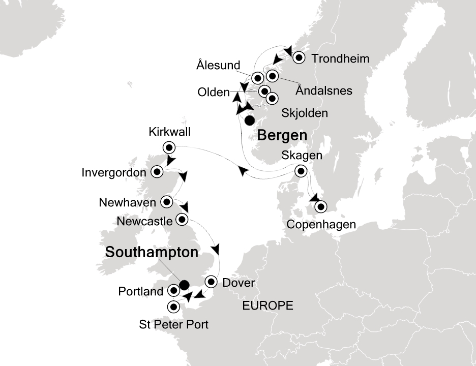 Visiting: Bergen, Ålesund, Trondheim (Trondelag), Åndalsnes, Olden,...
