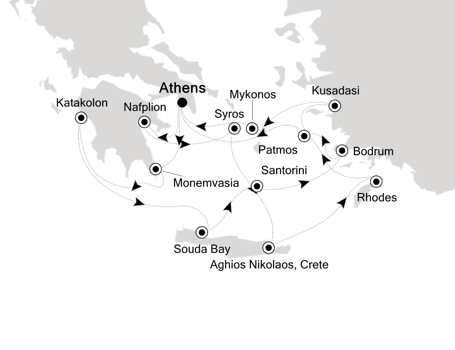 Visiting: Athens (Piraeus), Nafplion, Syros, Aghios Nikolaos...