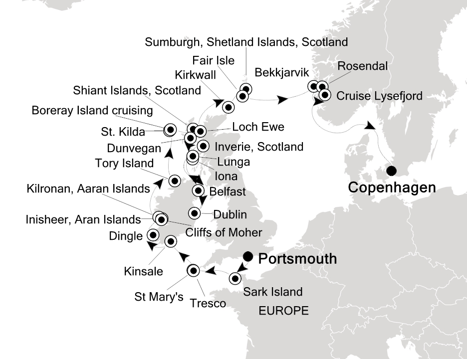 Visiting: Portsmouth, Sark Island (Channel Island), Tresco (Isles...