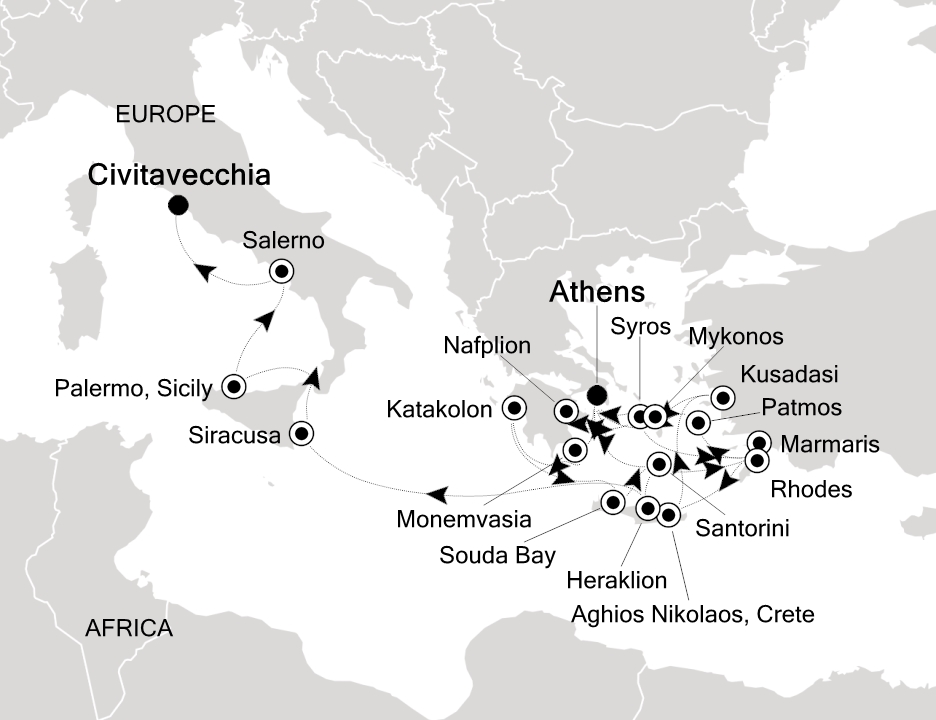 Visiting: Athens (Piraeus), Monemvasia (Laconia), Katakolon...