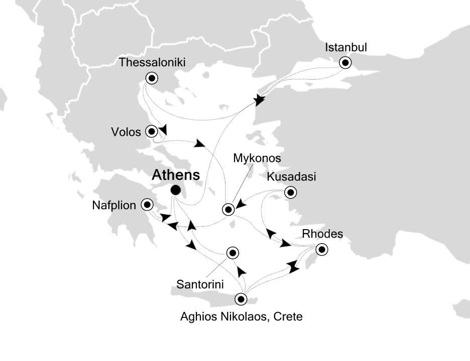 Visiting: Athens (Piraeus), Aghios Nikolaos (Crete), Rhodes,...