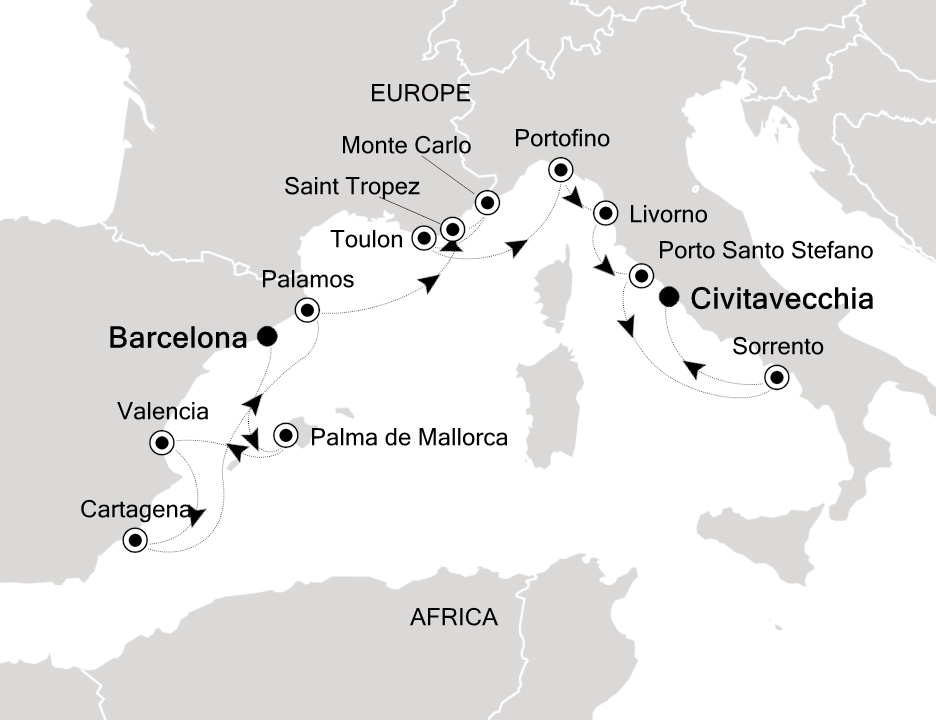 Visiting: Barcelona, Palma de Mallorca, Valencia, Cartagena (Spain)...