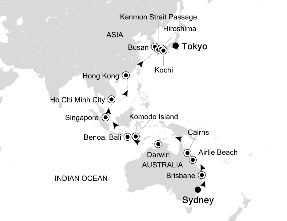 Visiting: Sydney, Brisbane, Airlie Beach, Cairns, Darwin, Komodo...