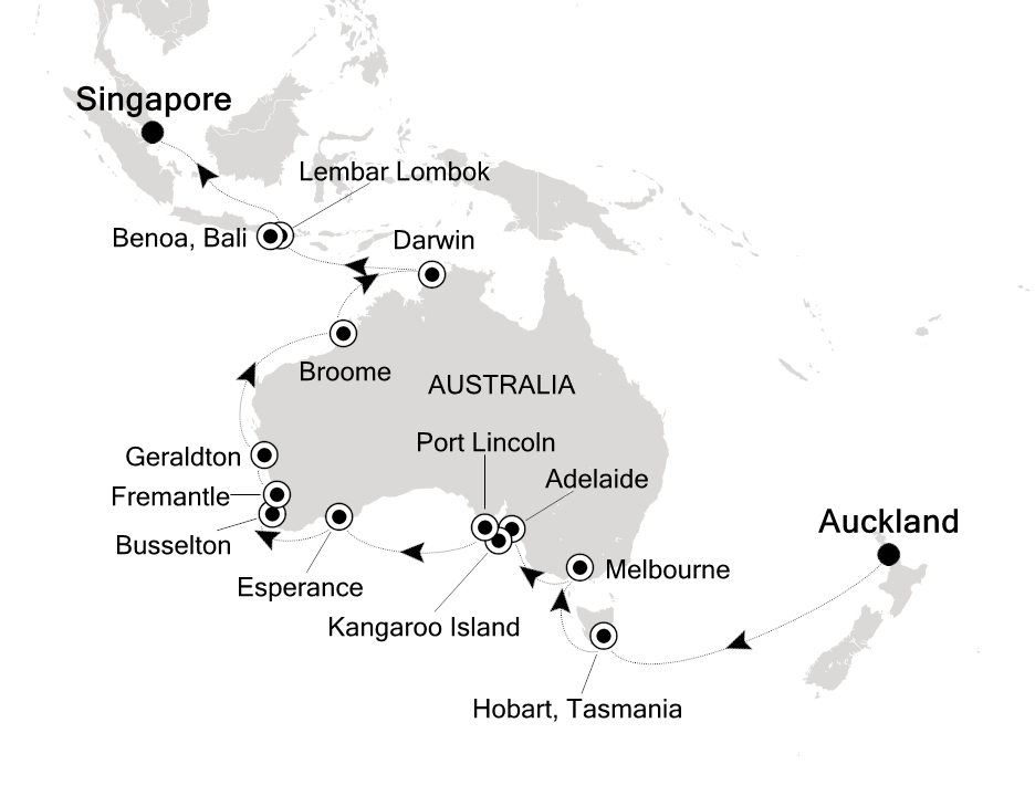 Visiting: Auckland, Hobart (Tasmania), Melbourne, Adelaide,...