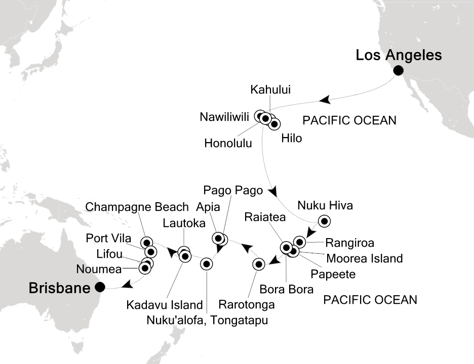 Visiting: Los Angeles (California), Nawiliwili (Kauai, Hawaii),...